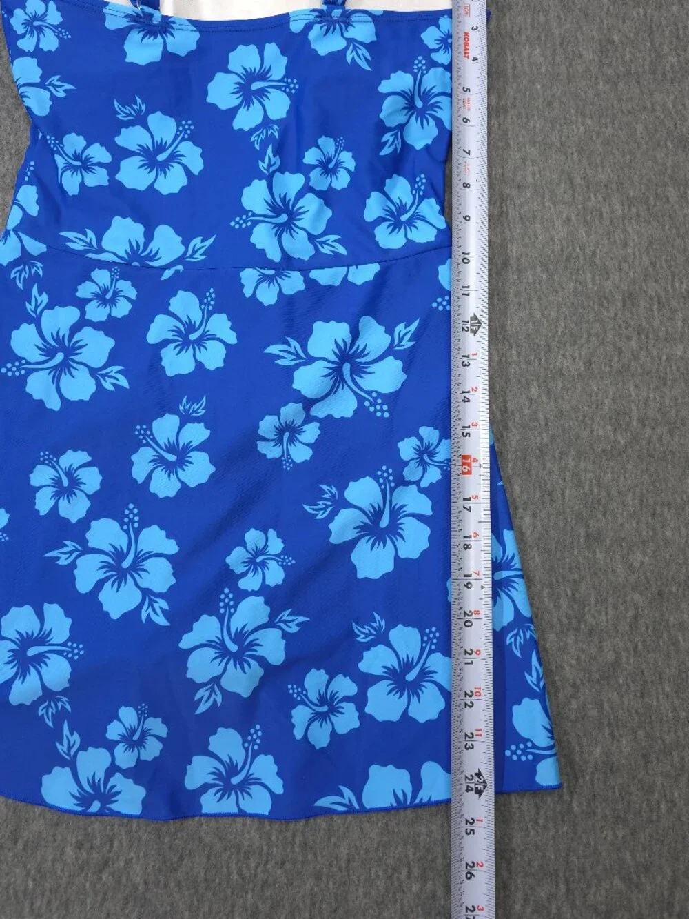 Blue Hibiscus Floral Swim Dress One Piece Swimsuit Womens M NWOT